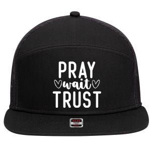 Christian Pray Wait Trust Bible Verse Gift 7 Panel Mesh Trucker Snapback Hat