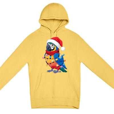 Christmas Parrots Wearing Santa Hat Xmas Light Cool Gift Premium Pullover Hoodie