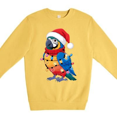 Christmas Parrots Wearing Santa Hat Xmas Light Cool Gift Premium Crewneck Sweatshirt