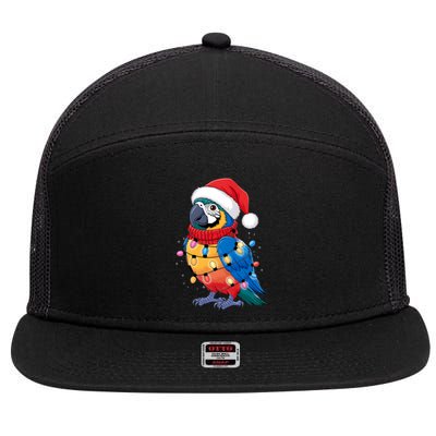 Christmas Parrots Wearing Santa Hat Xmas Light Cool Gift 7 Panel Mesh Trucker Snapback Hat