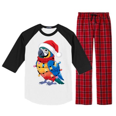 Christmas Parrots Wearing Santa Hat Xmas Light Cool Gift Raglan Sleeve Pajama Set