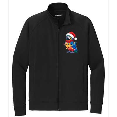 Christmas Parrots Wearing Santa Hat Xmas Light Cool Gift Stretch Full-Zip Cadet Jacket