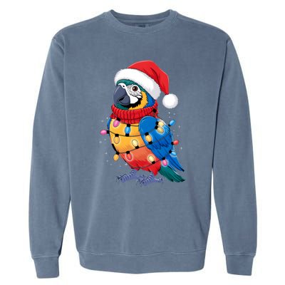 Christmas Parrots Wearing Santa Hat Xmas Light Cool Gift Garment-Dyed Sweatshirt