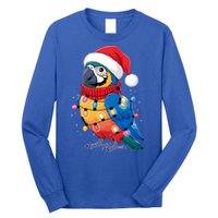 Christmas Parrots Wearing Santa Hat Xmas Light Cool Gift Long Sleeve Shirt