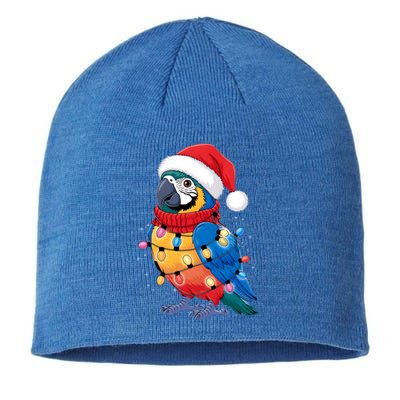 Christmas Parrots Wearing Santa Hat Xmas Light Cool Gift Sustainable Beanie