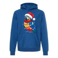 Christmas Parrots Wearing Santa Hat Xmas Light Cool Gift Premium Hoodie