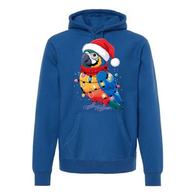 Christmas Parrots Wearing Santa Hat Xmas Light Cool Gift Premium Hoodie