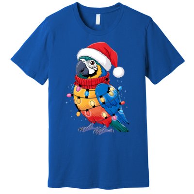 Christmas Parrots Wearing Santa Hat Xmas Light Cool Gift Premium T-Shirt