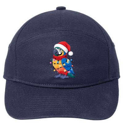 Christmas Parrots Wearing Santa Hat Xmas Light Cool Gift 7-Panel Snapback Hat