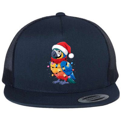 Christmas Parrots Wearing Santa Hat Xmas Light Cool Gift Flat Bill Trucker Hat