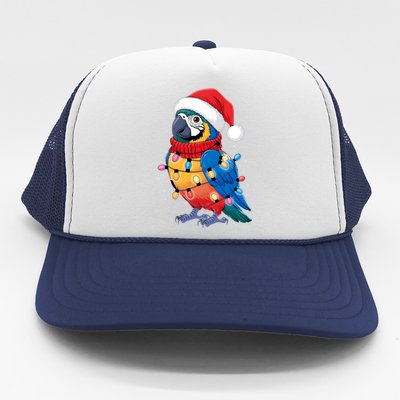 Christmas Parrots Wearing Santa Hat Xmas Light Cool Gift Trucker Hat