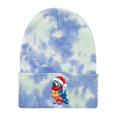 Christmas Parrots Wearing Santa Hat Xmas Light Cool Gift Tie Dye 12in Knit Beanie