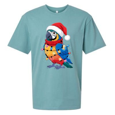 Christmas Parrots Wearing Santa Hat Xmas Light Cool Gift Sueded Cloud Jersey T-Shirt