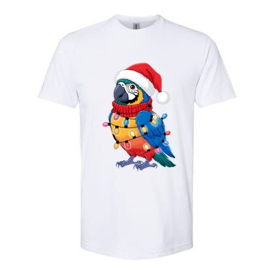 Christmas Parrots Wearing Santa Hat Xmas Light Cool Gift Softstyle CVC T-Shirt