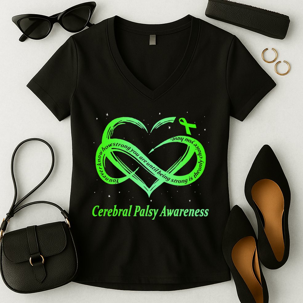 Cerebral Palsy Warrior CP Awareness Women's V-Neck T-Shirt