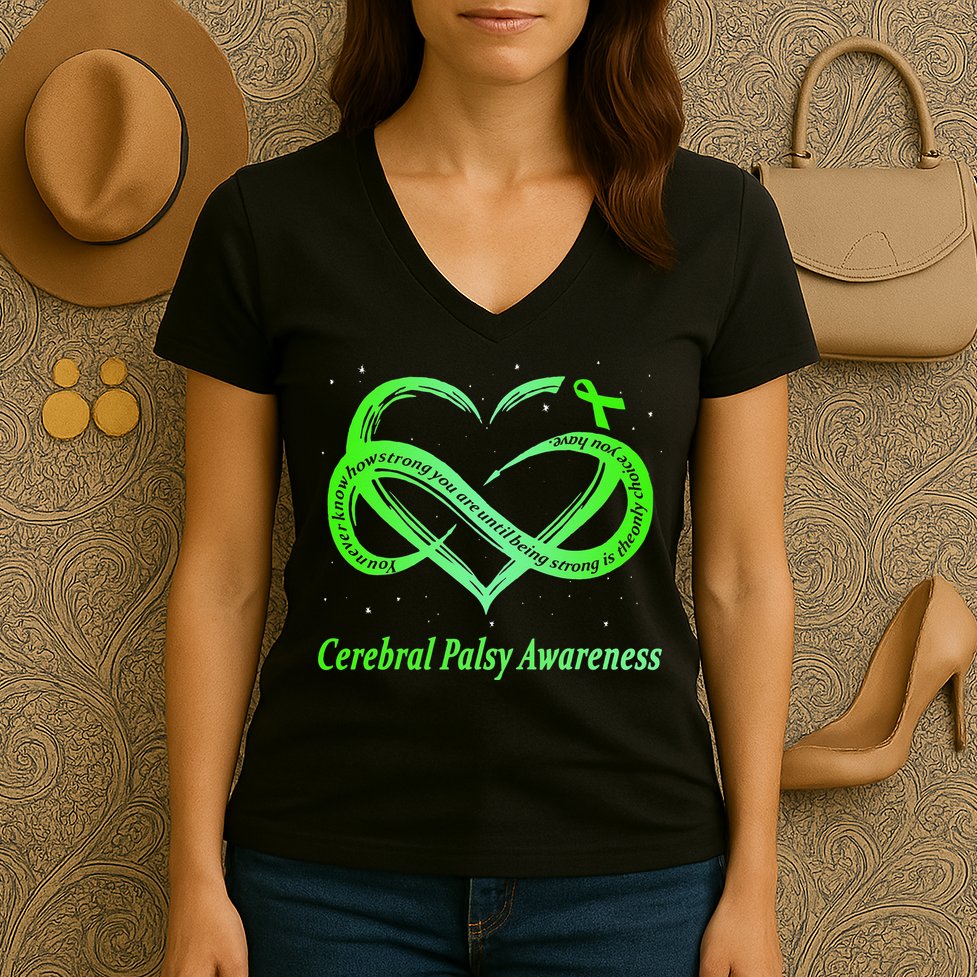 Cerebral Palsy Warrior CP Awareness Women's V-Neck T-Shirt
