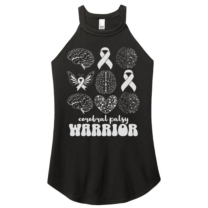 Cerebral Palsy Warrior Brain Damage Women Cp Awareness Month Women's Perfect Tri Rocker Tank