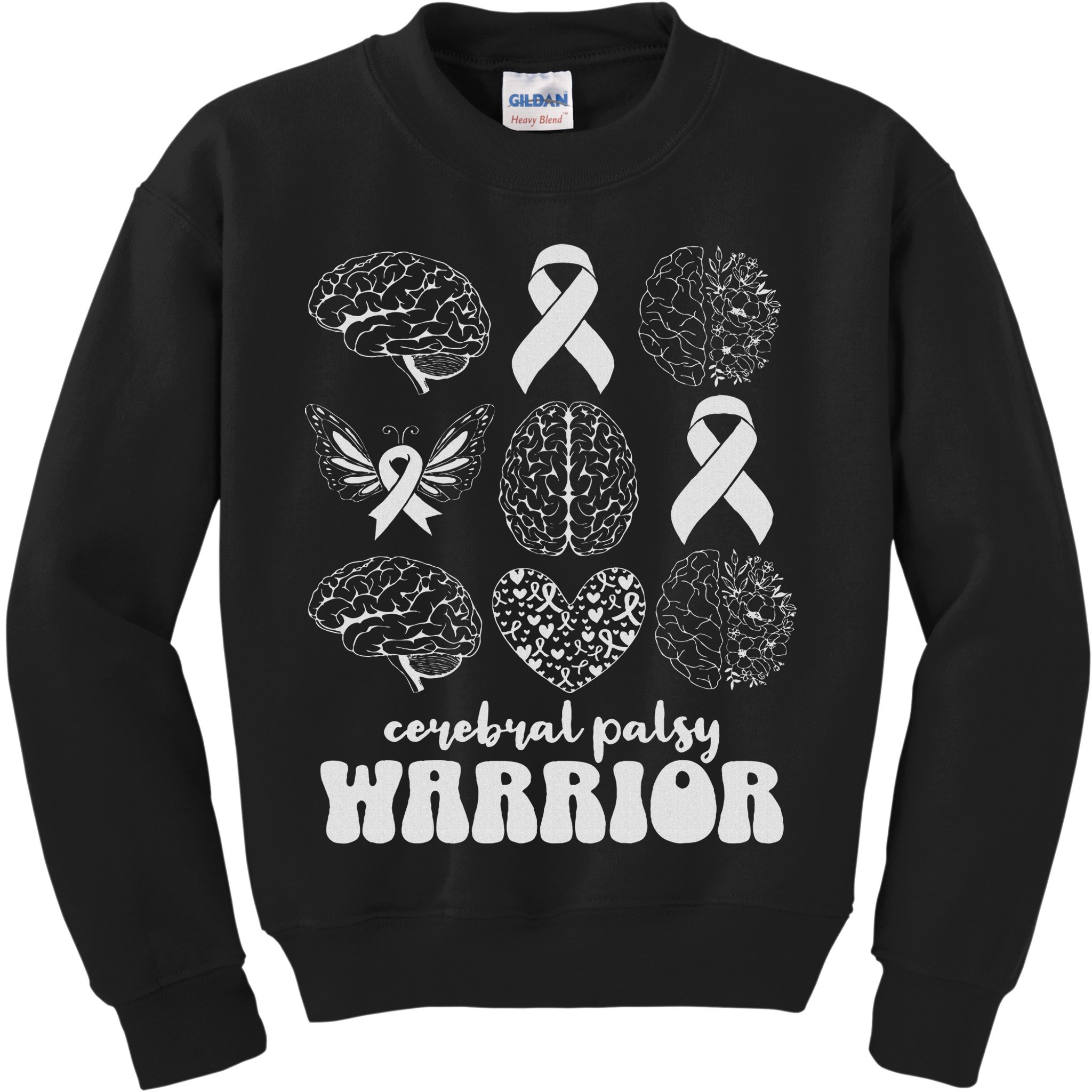 Cerebral Palsy Warrior Brain Damage Women Cp Awareness Month Kids Sweatshirt