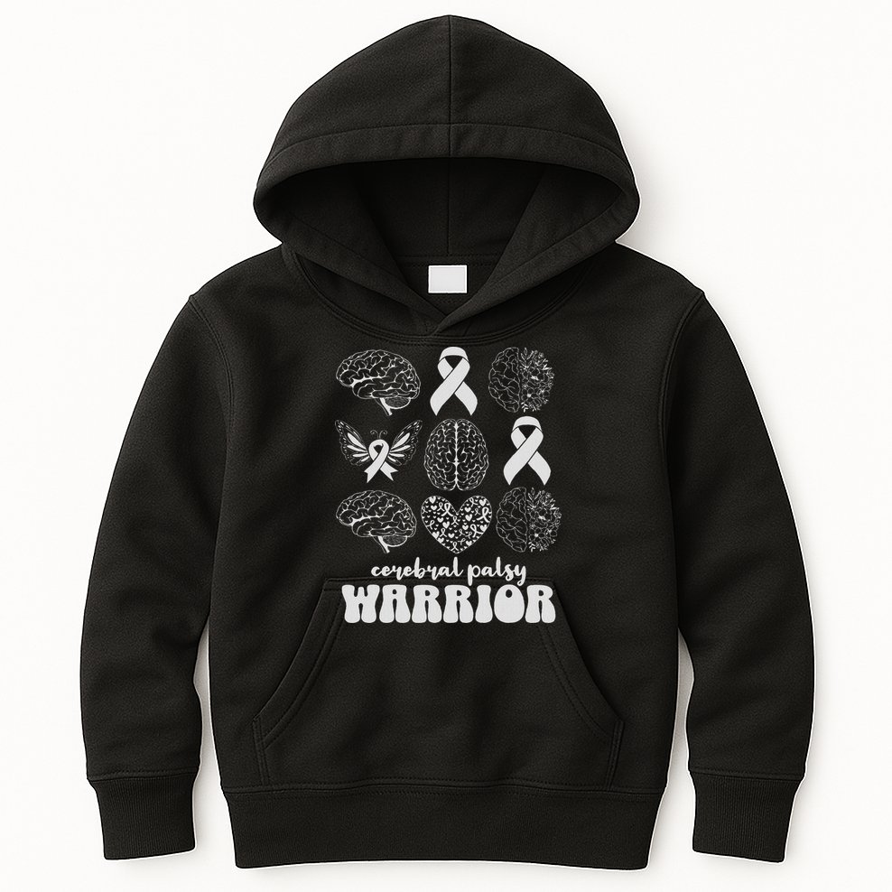 Cerebral Palsy Warrior Brain Damage Women Cp Awareness Month Kids Hoodie