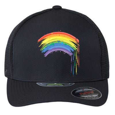 Cute Painted Watercolor Rainbow And Hearts Flexfit Unipanel Trucker Cap