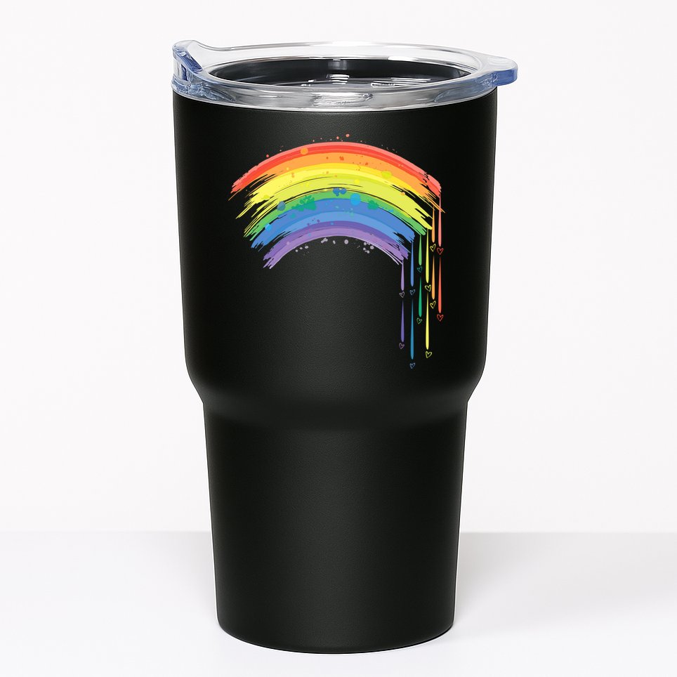 Cute Painted Watercolor Rainbow And Hearts Tumbler