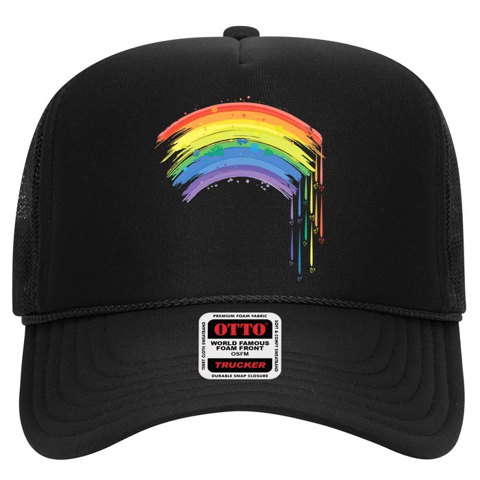 Cute Painted Watercolor Rainbow And Hearts Trucker Hat