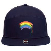 Cute Painted Watercolor Rainbow And Hearts 7 Panel Mesh Trucker Snapback Hat