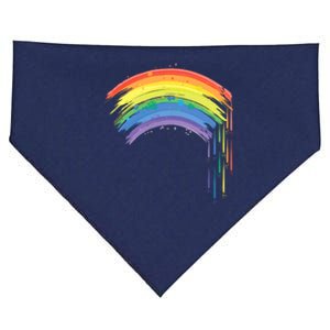 Cute Painted Watercolor Rainbow And Hearts USA-Made Doggie Bandana