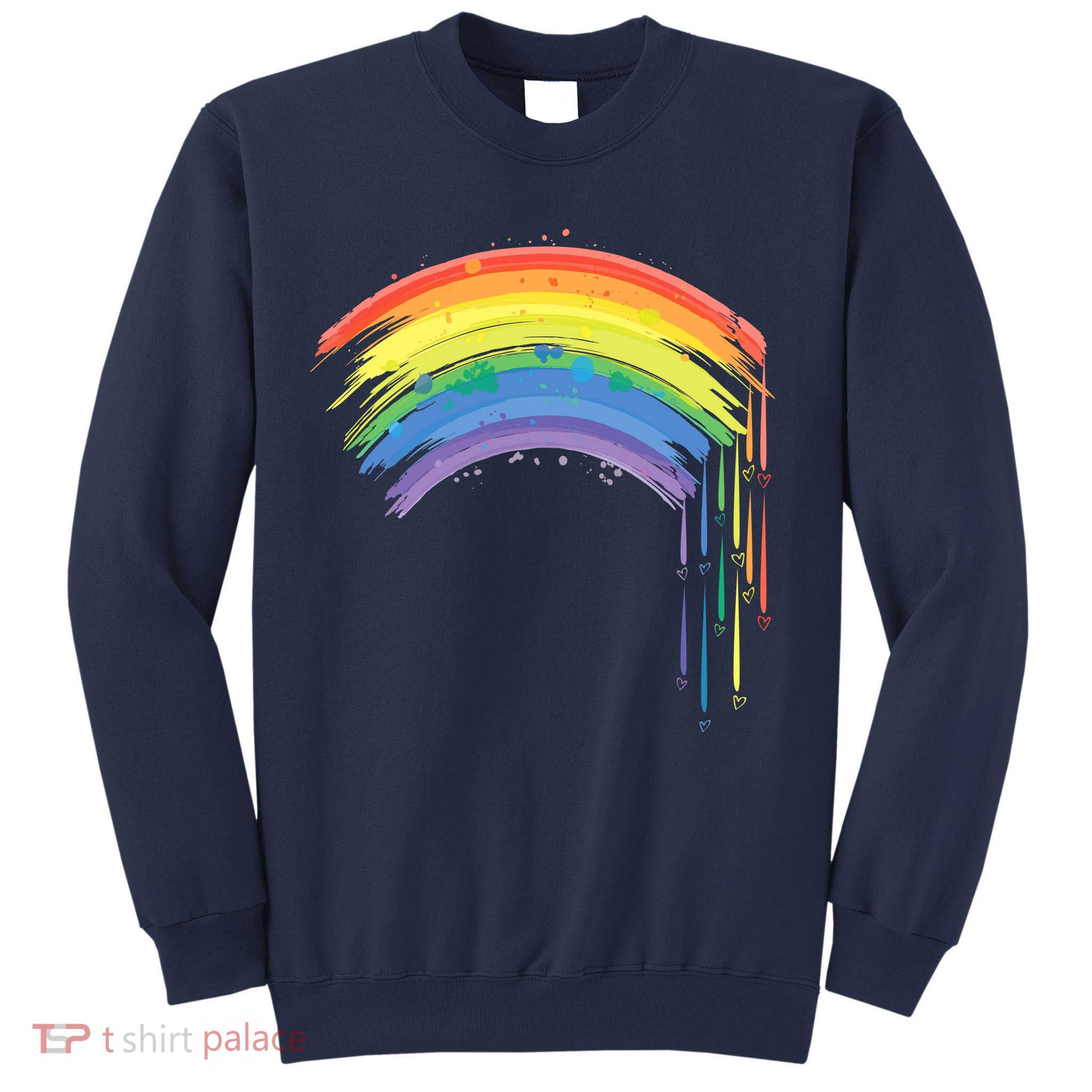 Cute Painted Watercolor Rainbow And Hearts Sweatshirt