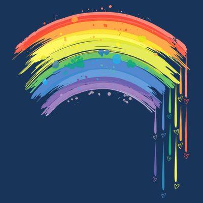 Cute Painted Watercolor Rainbow And Hearts T-Shirt