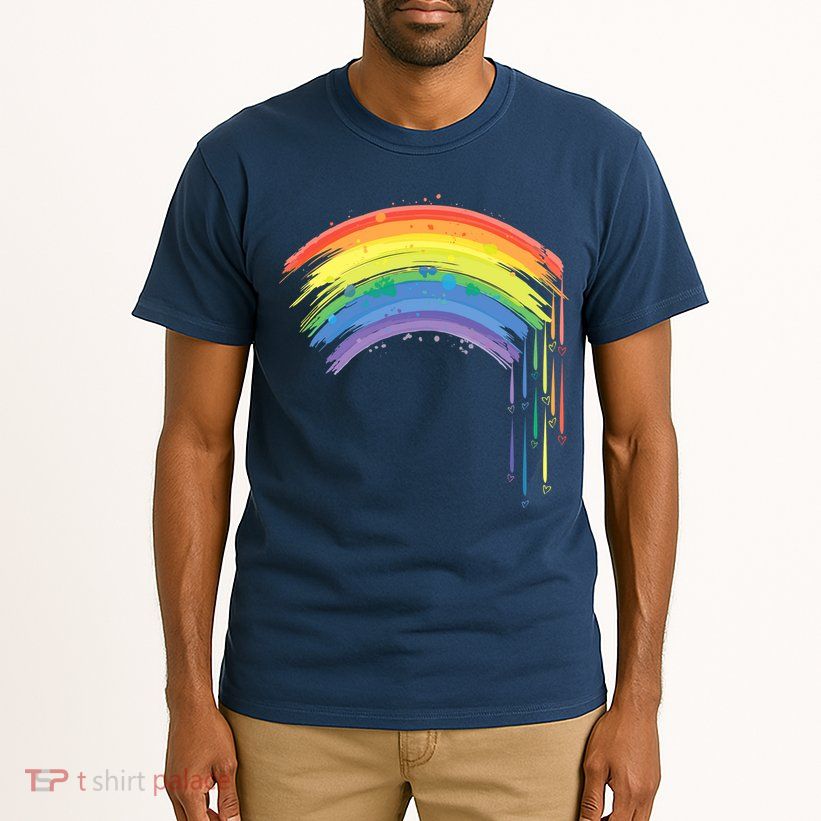 Cute Painted Watercolor Rainbow And Hearts Tall T-Shirt