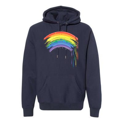 Cute Painted Watercolor Rainbow And Hearts Premium Hoodie