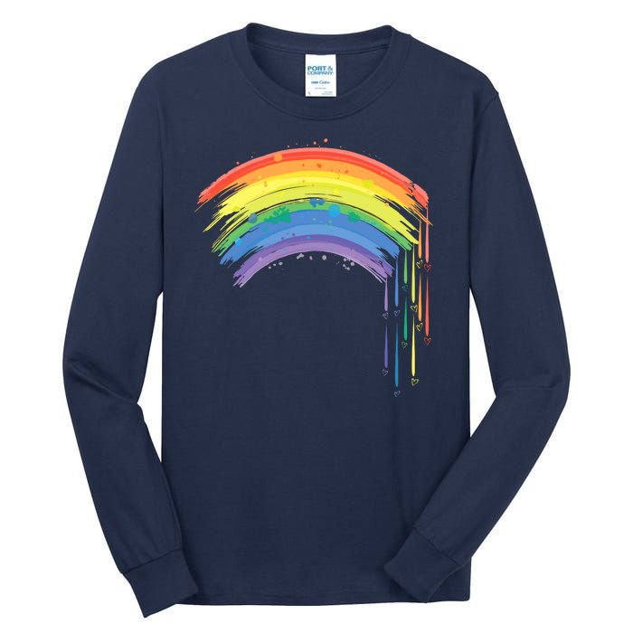 Cute Painted Watercolor Rainbow And Hearts Tall Long Sleeve T-Shirt