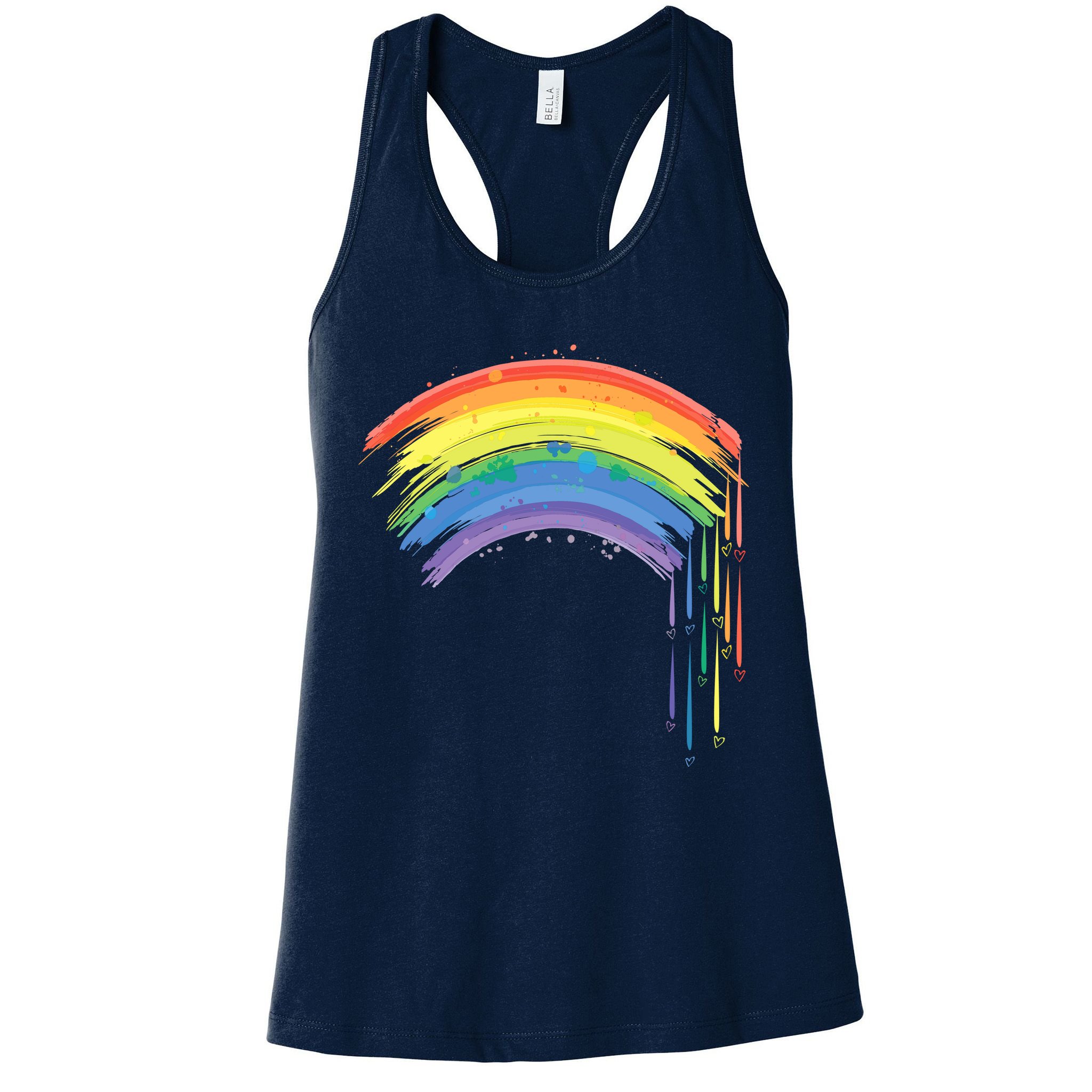 Cute Painted Watercolor Rainbow And Hearts Womens Tank Top
