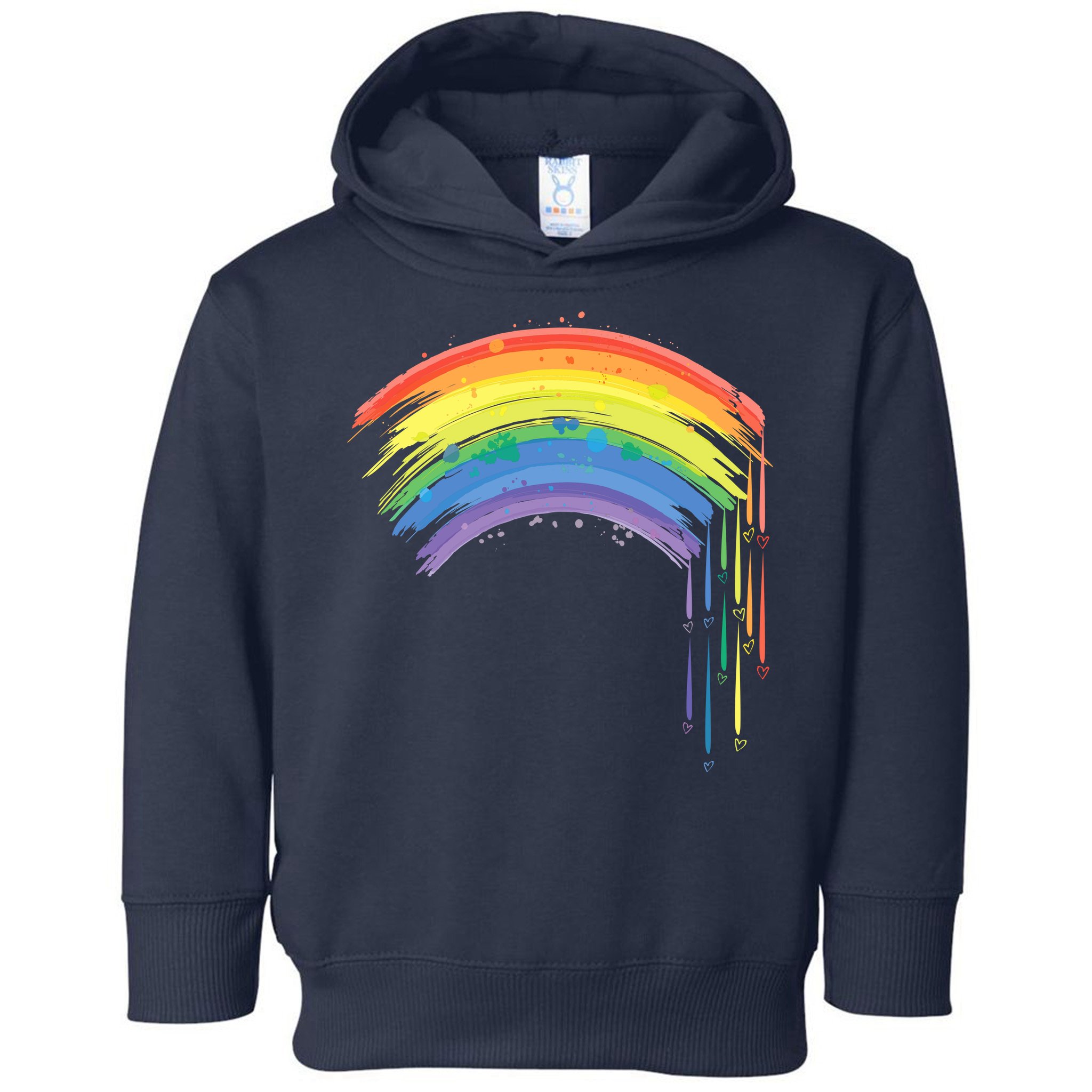 Cute Painted Watercolor Rainbow And Hearts Toddler Hoodie
