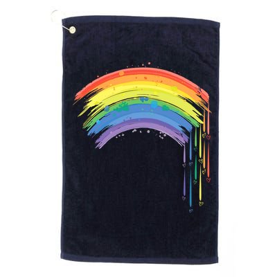 Cute Painted Watercolor Rainbow And Hearts Golf Towel