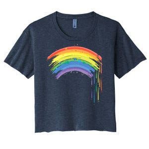 Cute Painted Watercolor Rainbow And Hearts Women's Crop Top Tee