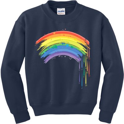 Cute Painted Watercolor Rainbow And Hearts Kids Sweatshirt