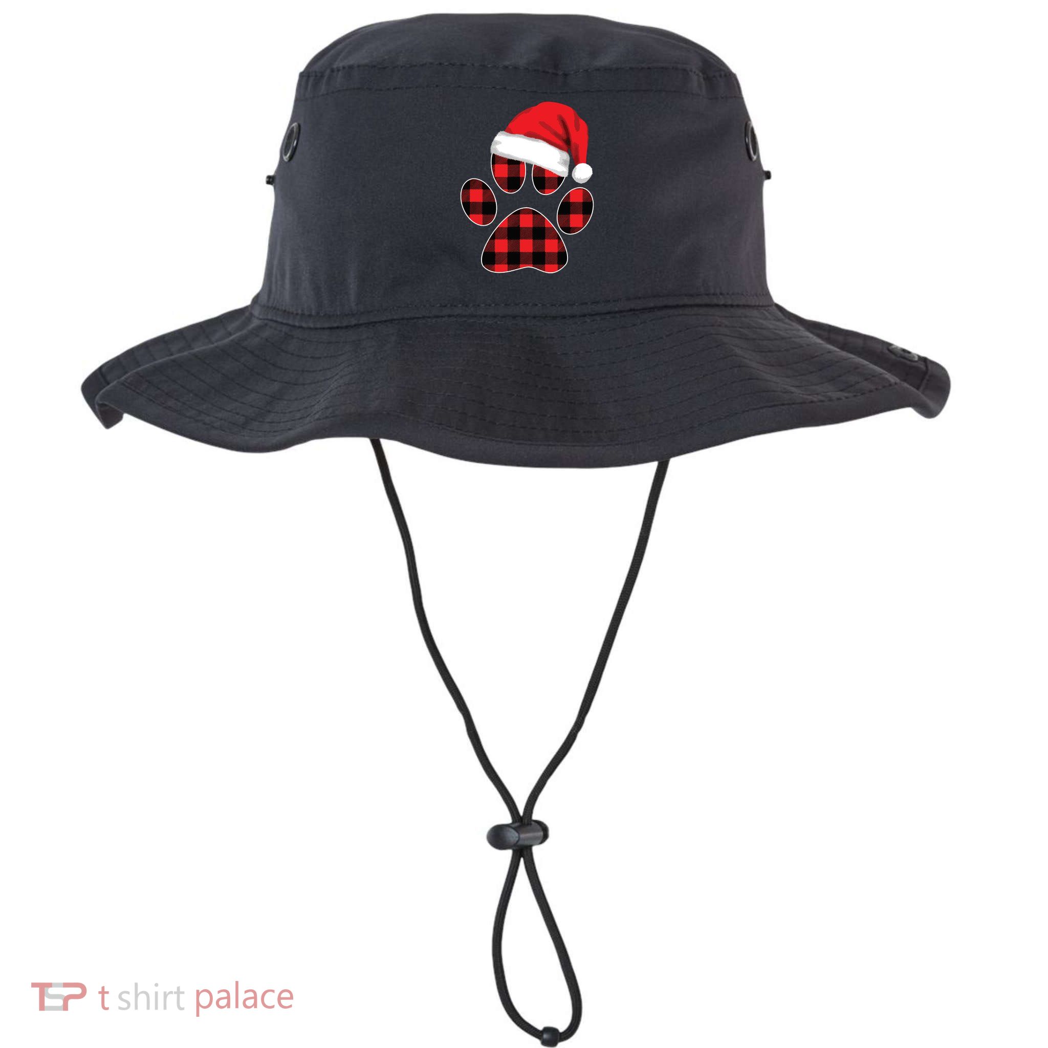 Christmas Pajama Women Girls Christmas Gifts Plaid Paw Bucket Hat