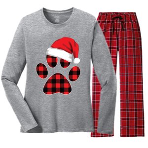 Christmas Pajama Women Girls Christmas Gifts Plaid Paw Women's Long Sleeve Flannel Pajama Set 