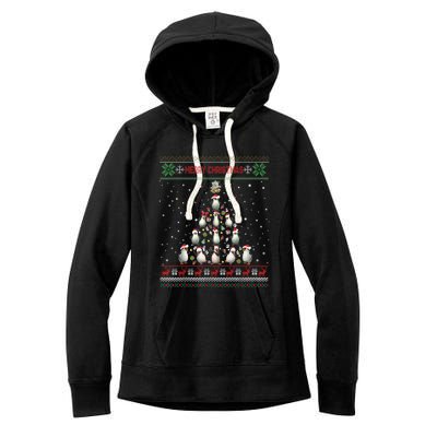 Cute Penguin Xmas Tree Ugly Christmas Funny Gift Boys Girls Great Gift Women's Fleece Hoodie