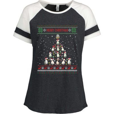 Cute Penguin Xmas Tree Ugly Christmas Funny Gift Boys Girls Great Gift Enza Ladies Jersey Colorblock Tee