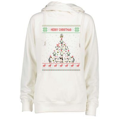 Cute Penguin Xmas Tree Ugly Christmas Funny Gift Boys Girls Great Gift Womens Funnel Neck Pullover Hood