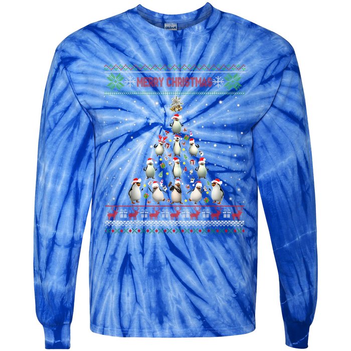 Cute Penguin Xmas Tree Ugly Christmas Funny Gift Boys Girls Great Gift Tie-Dye Long Sleeve Shirt