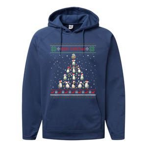 Cute Penguin Xmas Tree Ugly Christmas Funny Gift Boys Girls Great Gift Performance Fleece Hoodie