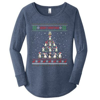 Cute Penguin Xmas Tree Ugly Christmas Funny Gift Boys Girls Great Gift Women's Perfect Tri Tunic Long Sleeve Shirt