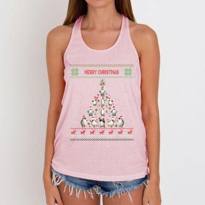 Cute Penguin Xmas Tree Ugly Christmas Funny Gift Boys Girls Great Gift Women's Knotted Racerback Tank