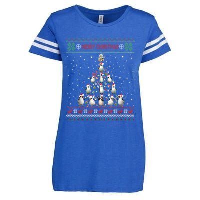 Cute Penguin Xmas Tree Ugly Christmas Funny Gift Boys Girls Great Gift Enza Ladies Jersey Football T-Shirt