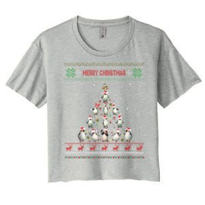 Cute Penguin Xmas Tree Ugly Christmas Funny Gift Boys Girls Great Gift Women's Crop Top Tee