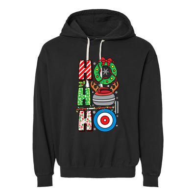 Curling Player Xmas Curling Broom Curler Christmas Curling Funny Gift Garment-Dyed Fleece Hoodie